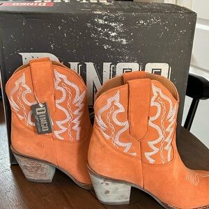 Dingo Vibrant Orange Boots with White Detail